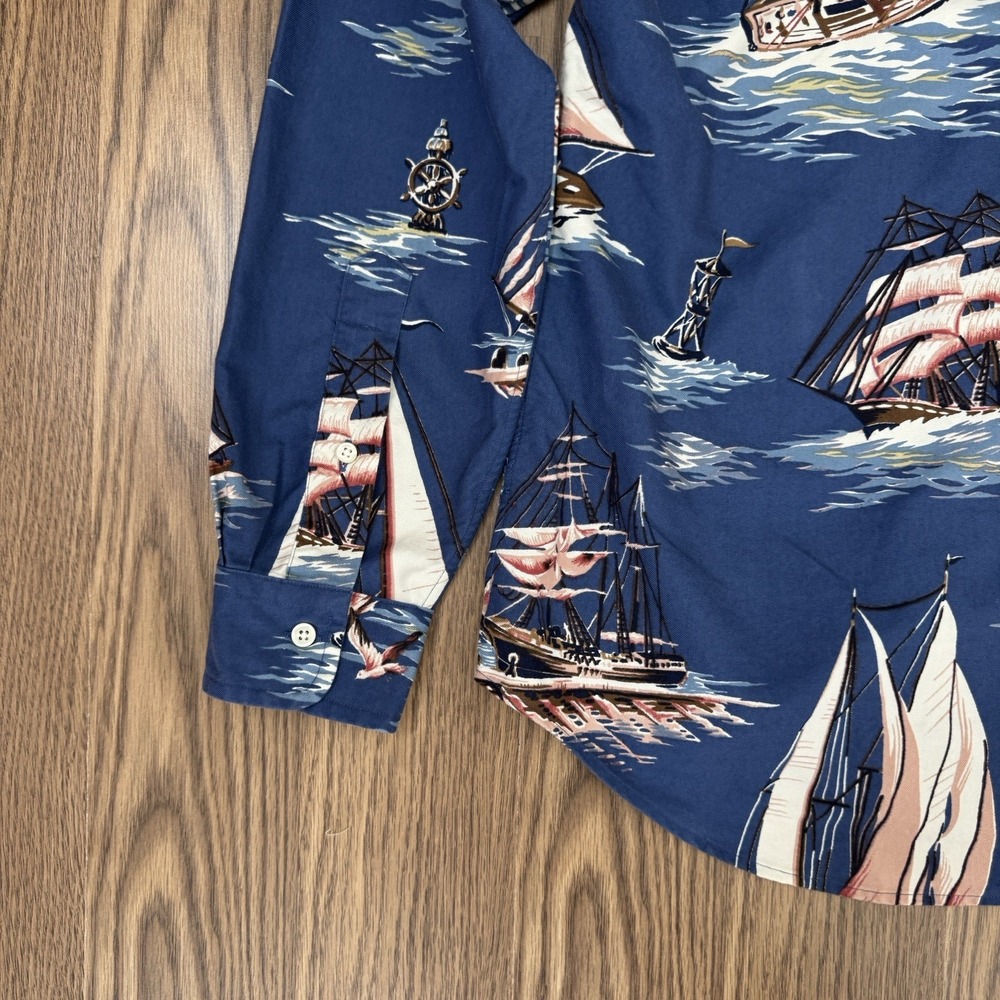 Polo Ralph Lauren Shirt Mens S Blue Sailing All Over Print‎ Button Down Oxford - Picture 10 of 16